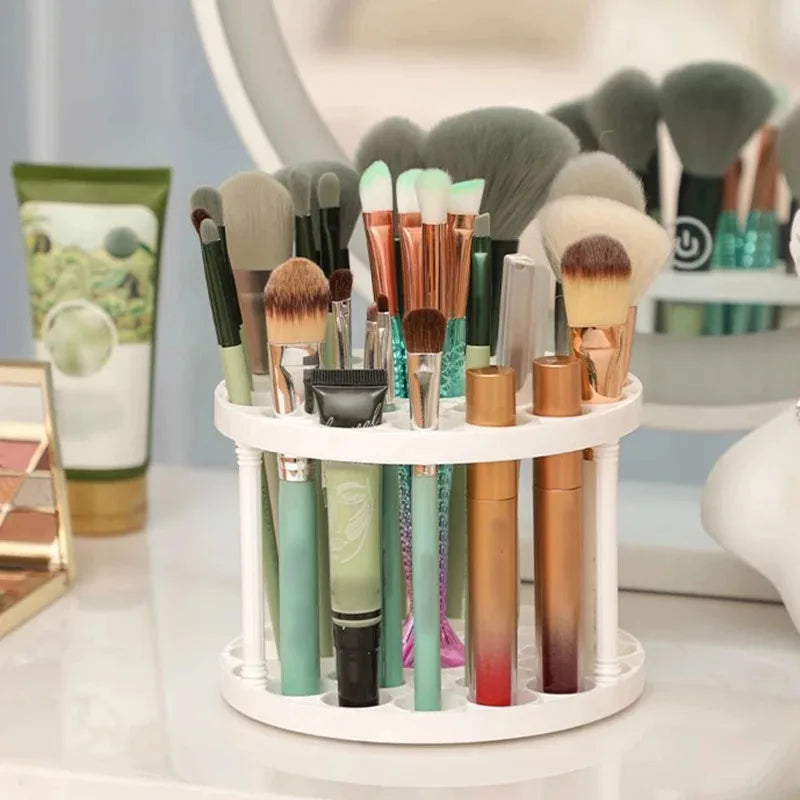 45-Hole Rotating Makeup Brush Stand – Keep Brushes Visible & Within Reach, Beauty Storage Organizer