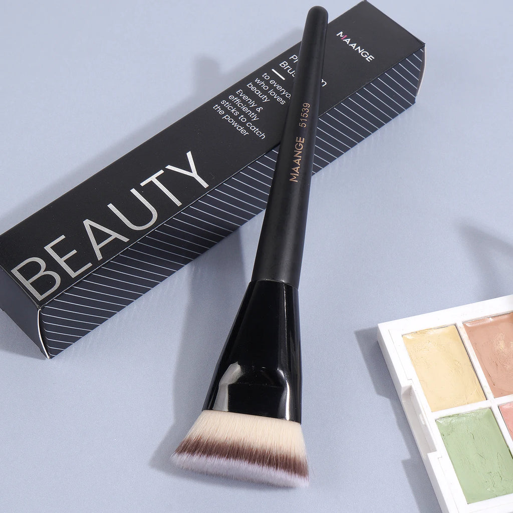 MAANGE Single Flat Round Tube Flat Head Foundation Brush With Box Powder Blush Concealer Makeup Brush Skin-friendly Makeup Tool