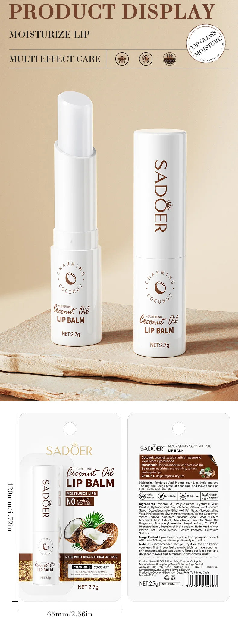 Coconut Lip Balm - Sustained Nourishment and Hydration for All Genders - Everyday Lip Care.