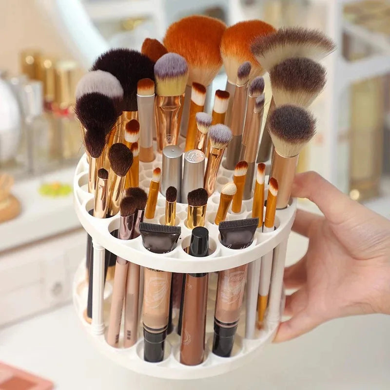 45-Hole Rotating Makeup Brush Stand – Keep Brushes Visible & Within Reach, Beauty Storage Organizer