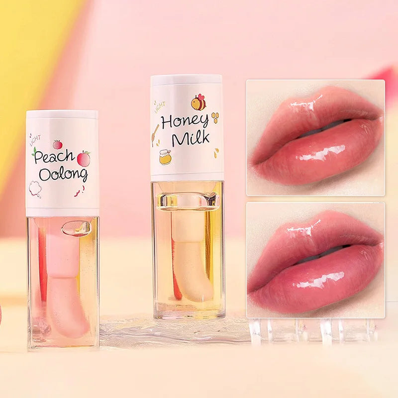 The Peach Milk Honey Lip Oil effectively alleviates dryness, provides deep moisturization, diminishes the appearance of lip lines, and imparts a light, hydrated feel to the lips. It is designed with an oversized brush head and features an appealing aesth.