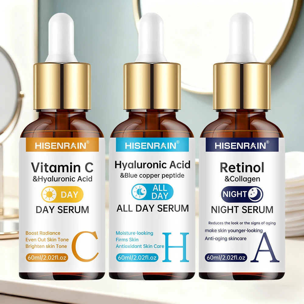 HISENRAIN Vitamin C + Retinol + Hyaluronic Acid Serum Duo | Anti-Aging Brightening & Hydration Combo | For All Skin Type.