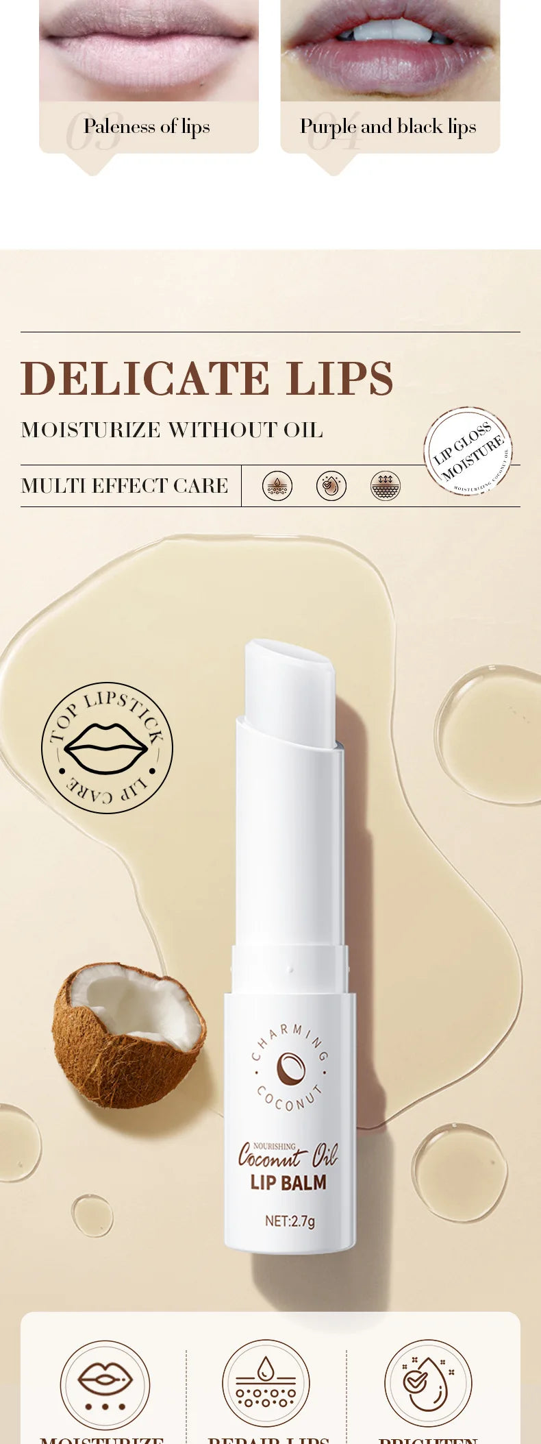 Coconut Lip Balm - Sustained Nourishment and Hydration for All Genders - Everyday Lip Care.