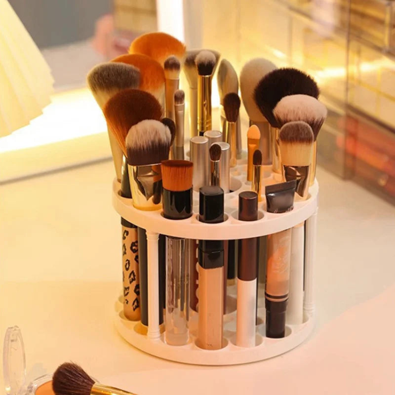 45-Hole Rotating Makeup Brush Stand – Keep Brushes Visible & Within Reach, Beauty Storage Organizer