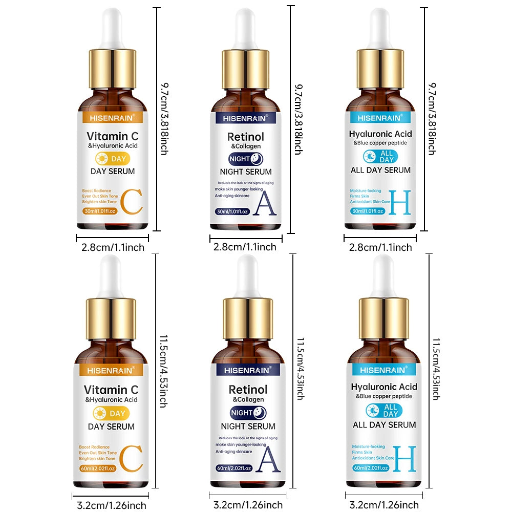 HISENRAIN Vitamin C + Retinol + Hyaluronic Acid Serum Duo | Anti-Aging Brightening & Hydration Combo | For All Skin Type.