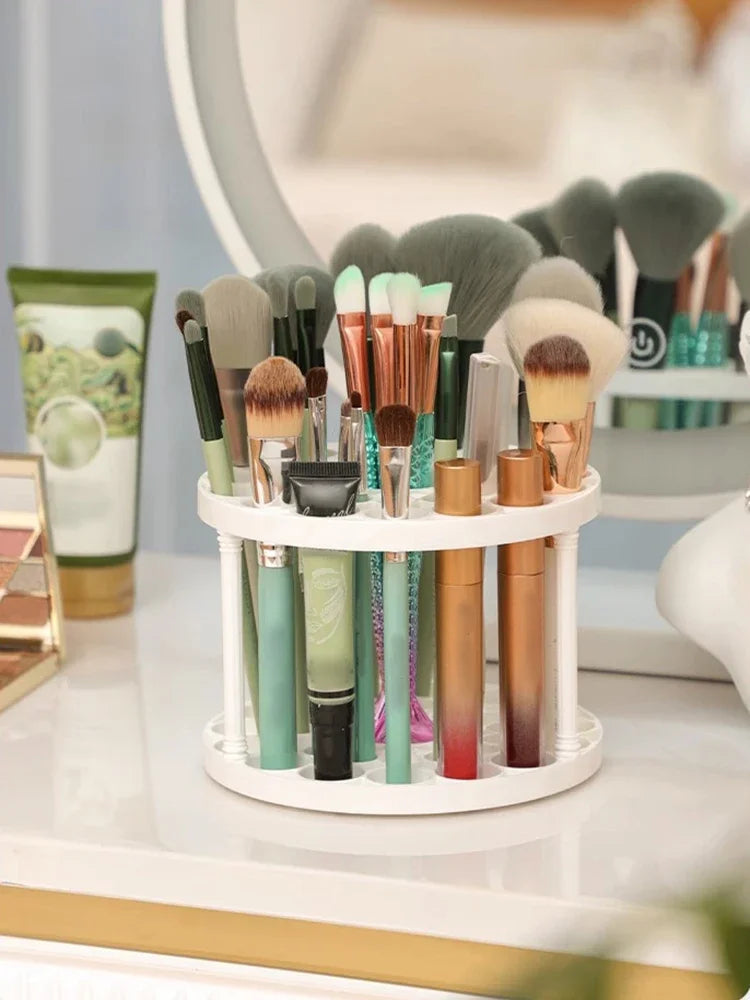 45-Hole Rotating Makeup Brush Stand – Keep Brushes Visible & Within Reach, Beauty Storage Organizer