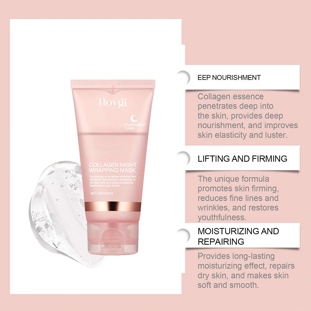 2pcs Collagen Overnight Wrapping Peel Off Facial Mask Deep Cleansing Pores Oil Control Turmeric Wrapping Night Face Mask