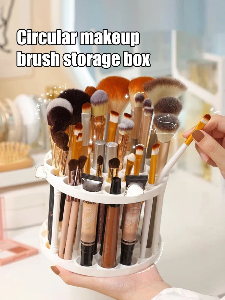 45-Hole Rotating Makeup Brush Stand – Keep Brushes Visible & Within Reach, Beauty Storage Organizer