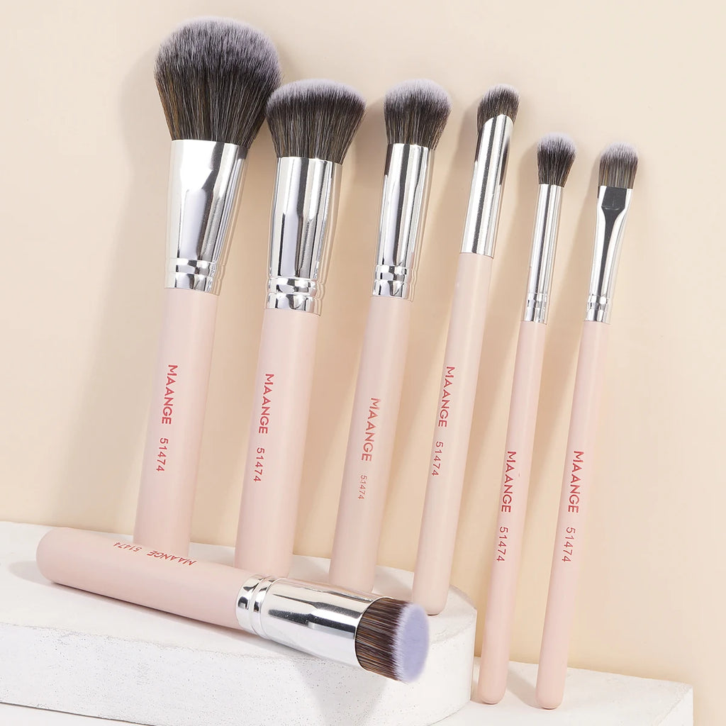 MAANGE 7PCS Makeup Brush Set Foundation Concealer Eyeshadow Makeup Brush for Liquid Cream Soft Dense Cosmetic Makeup Beauty Tool
