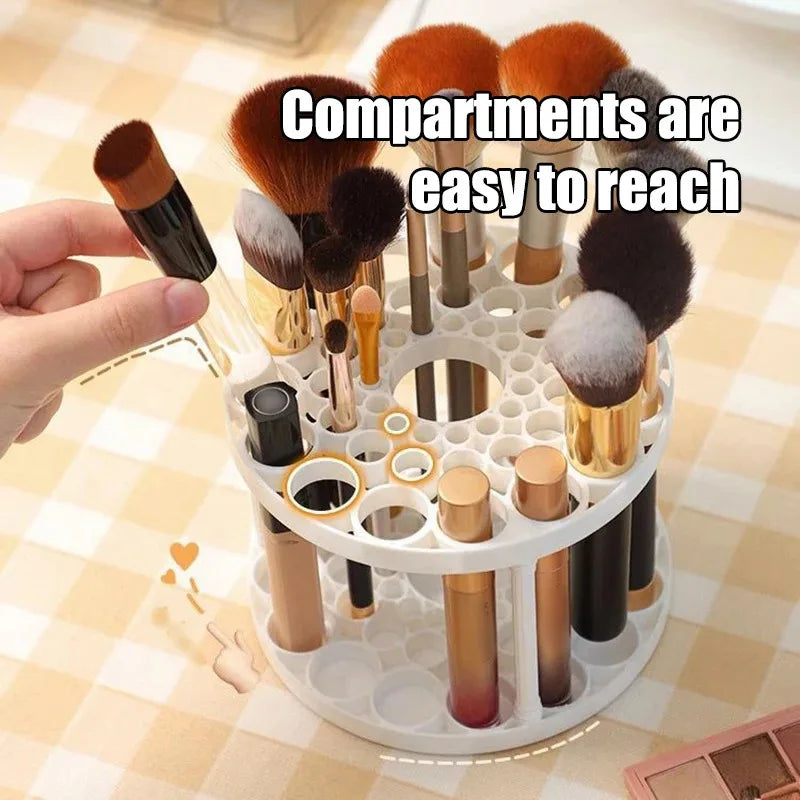 45-Hole Rotating Makeup Brush Stand – Keep Brushes Visible & Within Reach, Beauty Storage Organizer