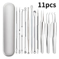 11Pcs/Set Acne Needle Blackhead Clip Remover Extraction Pore Black Head Cleaner Face Skin Care Cleansing Needle Tool Cell Clamp